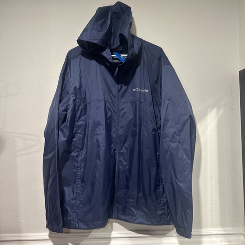 NWT Columbia Big Delta Men’s BLUE Hooded Wind Breaker Rain Jacket Size XL