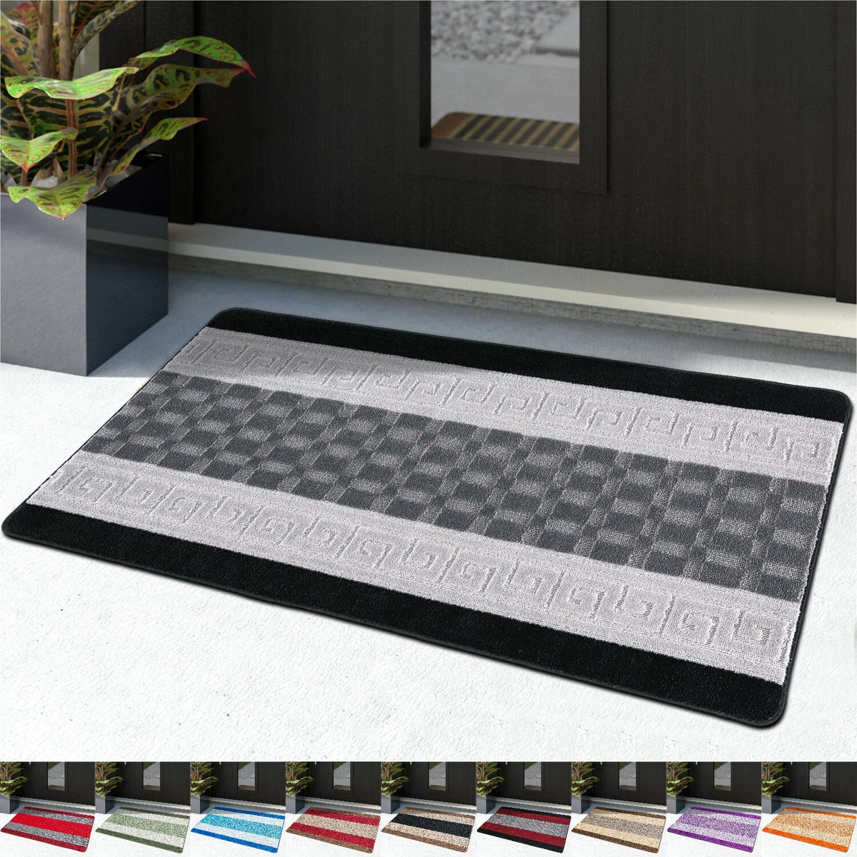 Blue Welcome Mat Indoor Outdoor Doormat Front Door Rug Rubber Non-Slip Low  Profile Washable Entryway Carpet Heavy Duty Entry Mat