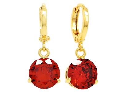 Runde feuerrote Edelstein Ohrringe 18kt Gelbgold vergoldet mit bequemer Passform 8mm