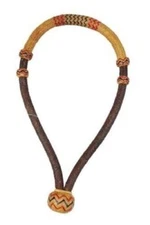 Western Dark Brown Rawhide Braided 5/8" Bosal With Multi Color Accent Handcraft!
