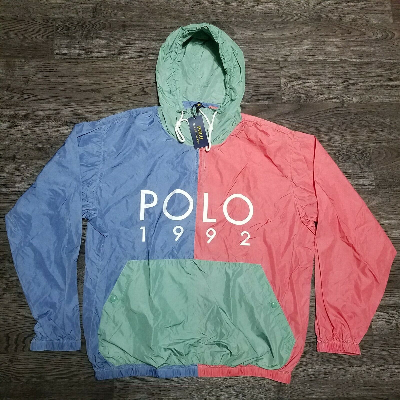 POLO Ralph Lauren 1992 Laguna Stadium Colorblock Jacket Hoodie Mens MEDIUM | eBay