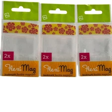 3 Flexi Mag Bookmark Flexible Magnifier Floral Red 2x Magnification Reading New