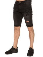 Enzo Mens Denim Shorts Stretch Cotton Ripped Slim Fit Half Pant Jeans UK Sizes