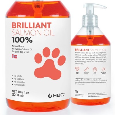 Brilliant Norwegian Salmon Oil for Dogs, Cats, Horse, Ferret - Pure Omega 3, ...