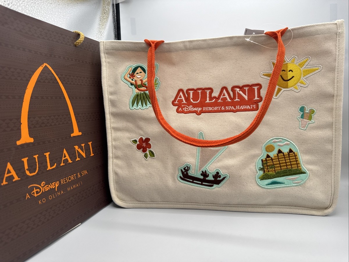 New Disney Aulani Exclusive Canvas Tote With Patches Shoulder Bag