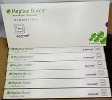 NEW Lot of 7: 4 x 10in Mölnlycke Mepilex Border w. SAFETAC Technology Exp. 05/25