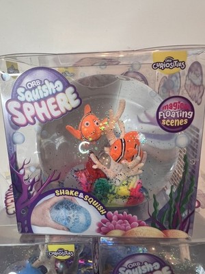 Blue ORB  Squish-O Sphere Squish Toy Fidget Stress Fun Striped Fishes Aquarium