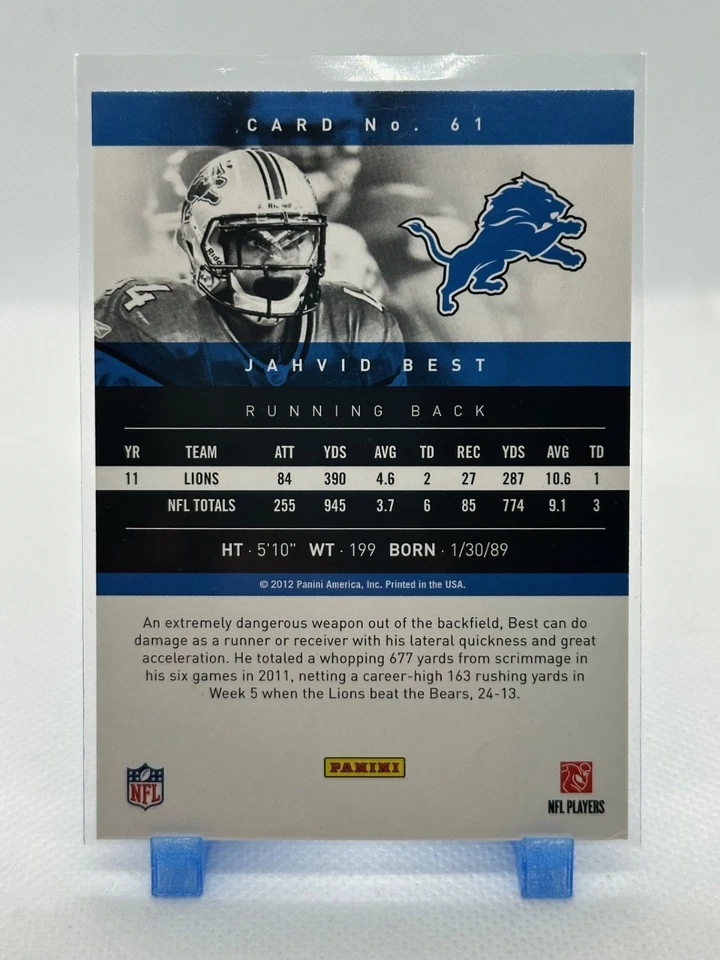 Jahvid Best 2012 Prestige #61 - Detroit Lions - Image 2 of 2