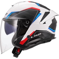 Casco Jet LS2 OF618 Verso II Air Bianco Blu Rosso