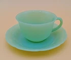 Vintage Fire King Alice Pattern Jadeite Tea Coffee Cup Saucer