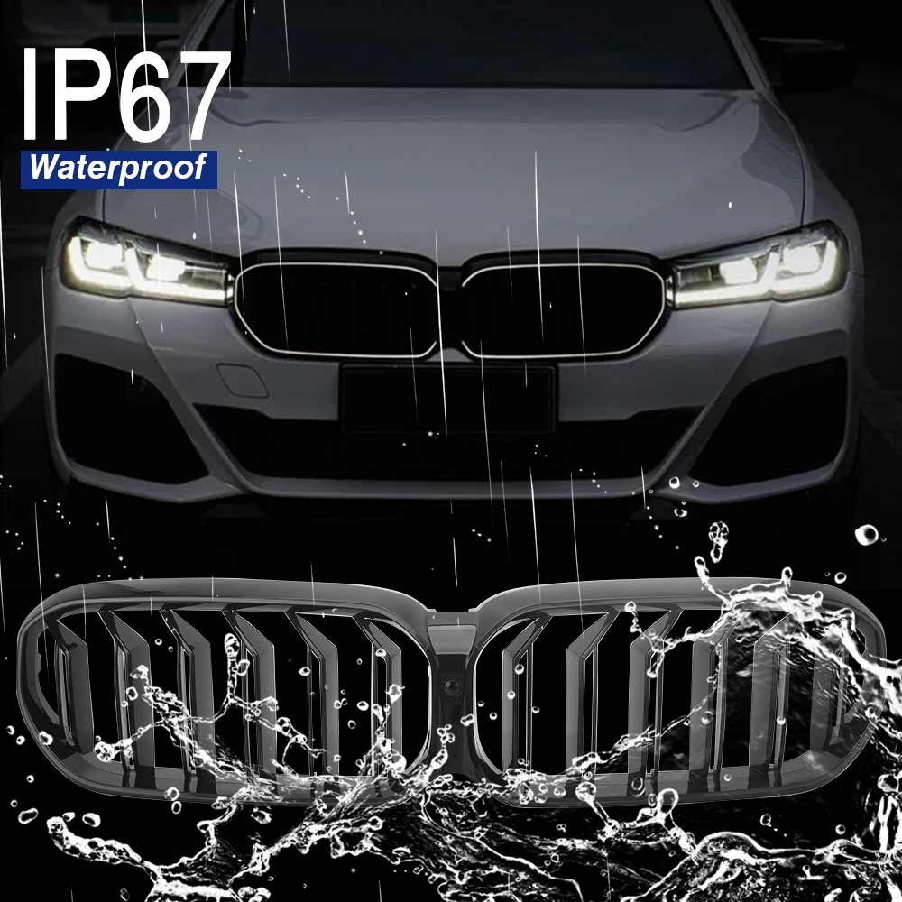Dual Slats Front Kidney Grill W/LED Light For BMW 5-Series G30 G31 LCI 2021-2023