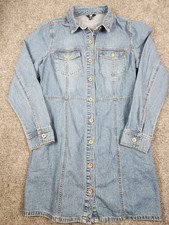 Frye Women's Denim Midi Button Front Dress Size Medium Medium Wash Cowgirl NWOT