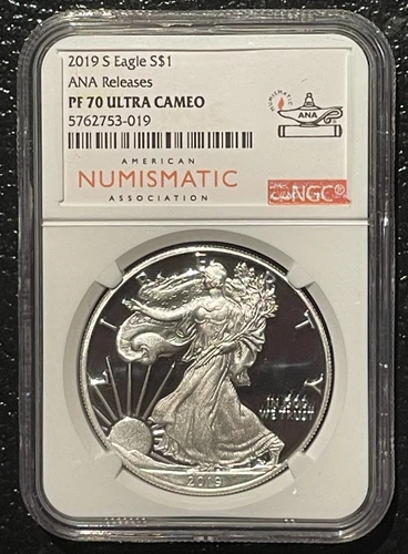 2019-S $1 SILVER AMERICAN EAGLE NGC PF70 ANA RELEASES : 07253
