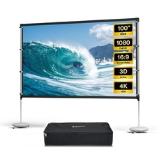 Projector Screen with Stand, 100 inch Outdoor Projector Screen Portable Indoo...
