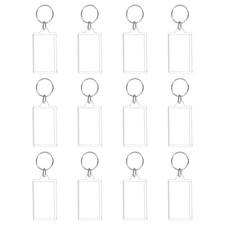 12Pcs Rectangle Clear Acrylic Photo Frame Keyring for Women and Men