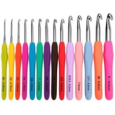 Crochet Hooks Set Clover Amour Steel Pastel 14 Pcs Ergonomic Easy Grip Bright