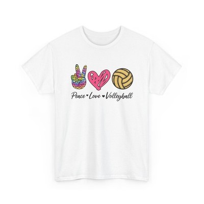 Volleyball T-Shirt, Peace Love Volleyball Sports Lovers Fans Women Men Shirt