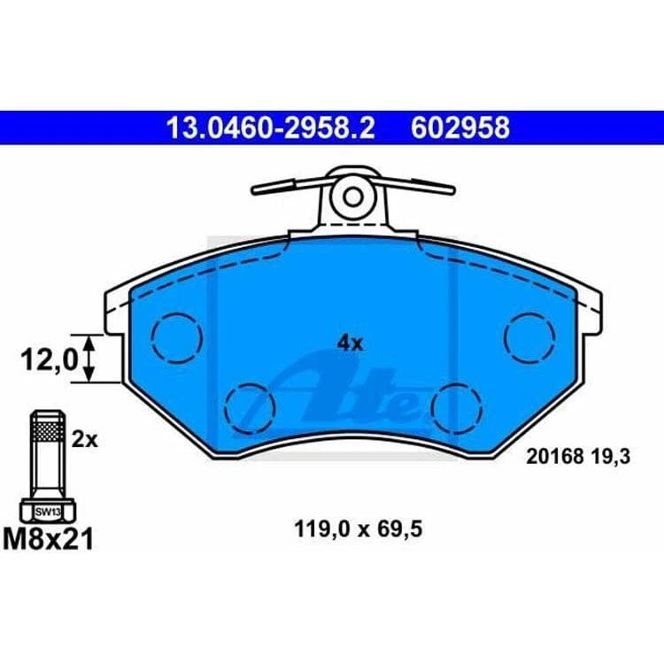 ATE front brake pads for Seat Ibiza Toledo Cordoba Inca VW Golf - Image 2 of 4