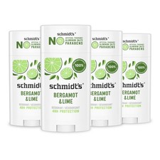 Aluminum-Free Vegan Deodorant Bergamot  Lime 4 Count for Women and Men, with...