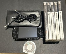 Sony PSP Black Handheld Game Console System with 6 Games and Case Bundle