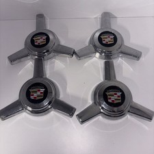 Vintage Cadillac Wire Wheel Center Caps Set Of 4 Oem 3-ear Spinner Knock Off Sty