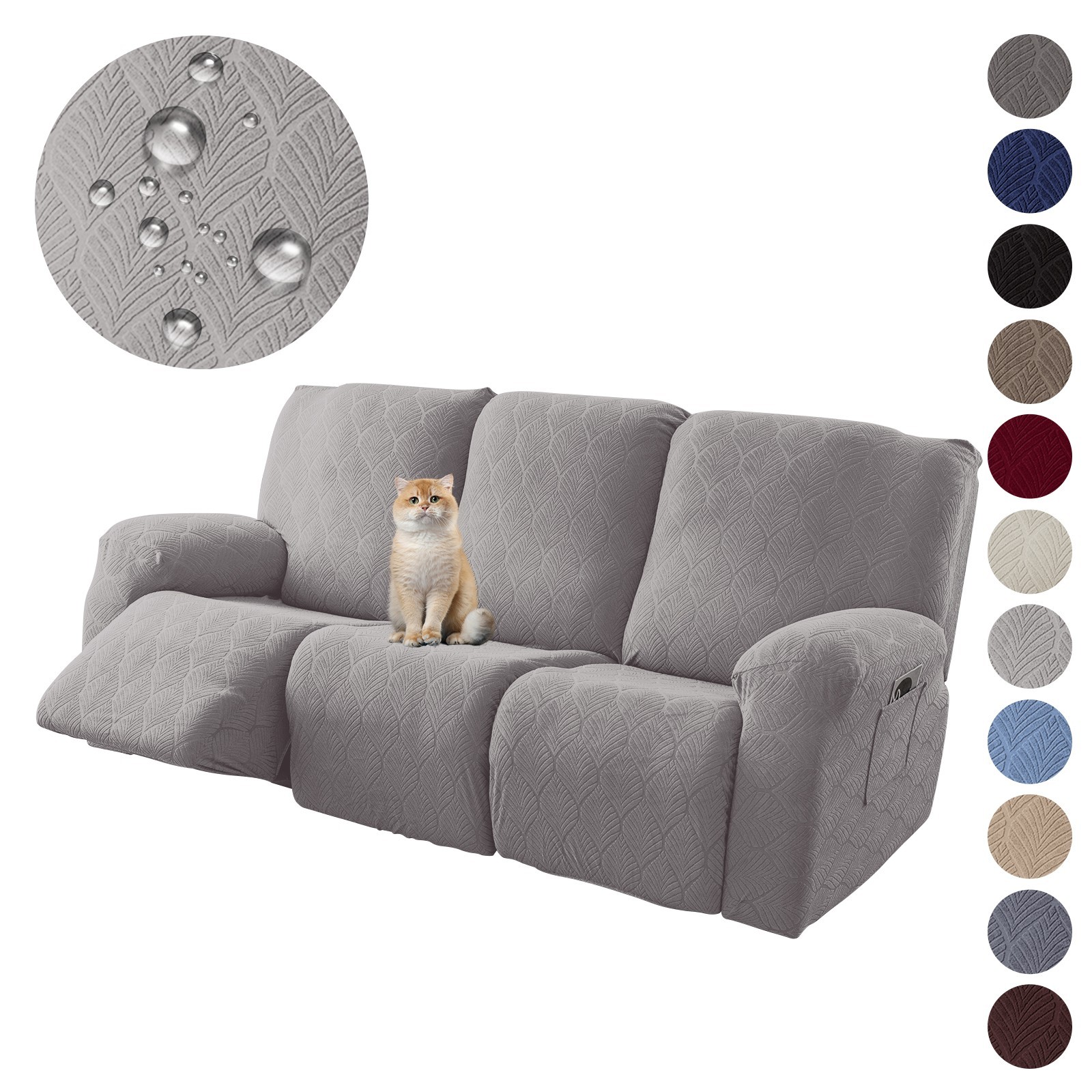 Waterproof leaf jacquard elastic lounge chair sofa cover, furniture protection