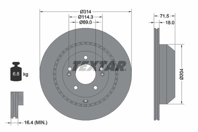 Textar 92300803 Brake Disc for Kia