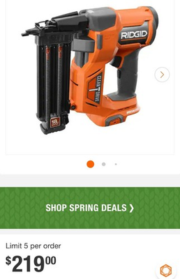#ad Ridgid 18V Brushless Cordless 18 GA 2 1 8 in. Brad Nailer Clean Drive Tool Only $149.79