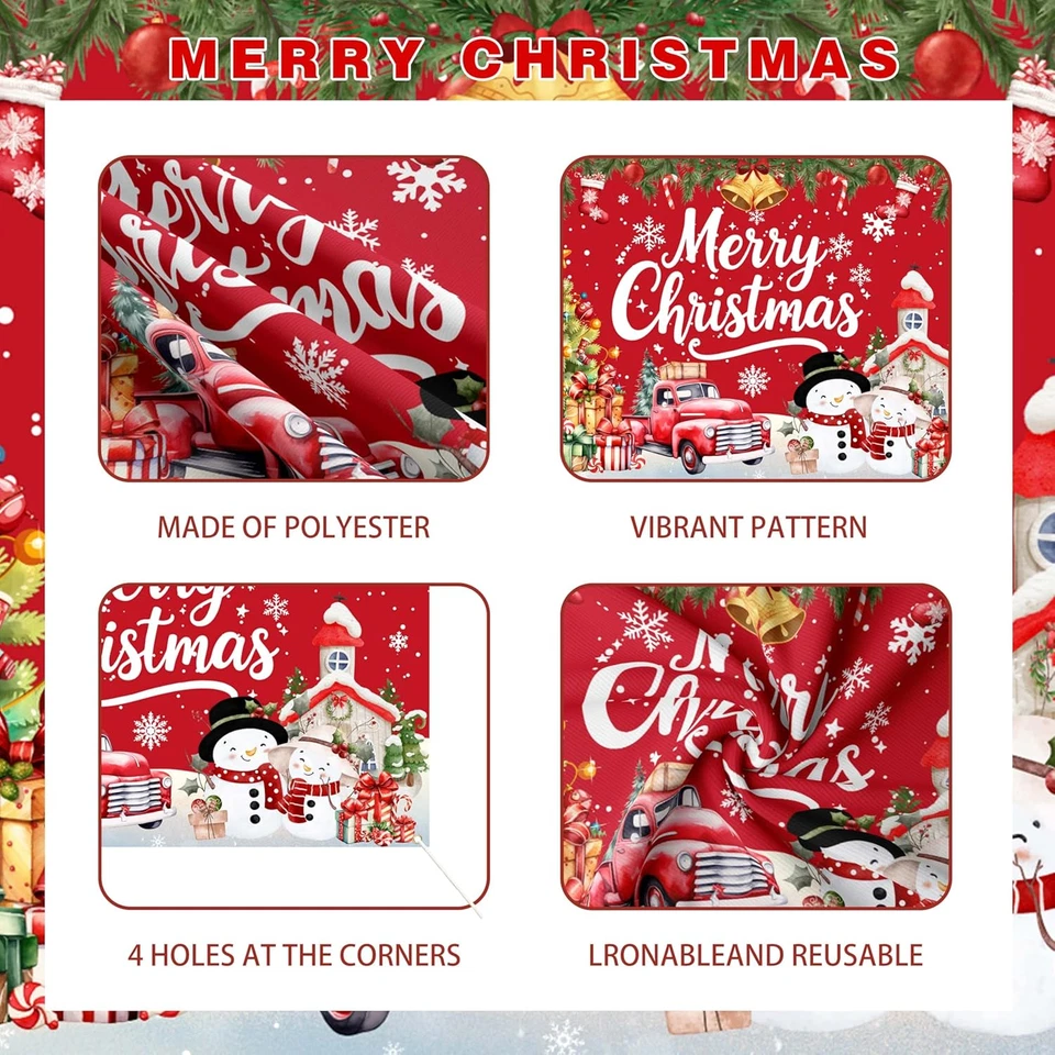 Набор украшений для рождественской вечеринки, фон 59x39 дюймов, скатерть, баннер, 20 шаров - Изображение 4 из 4