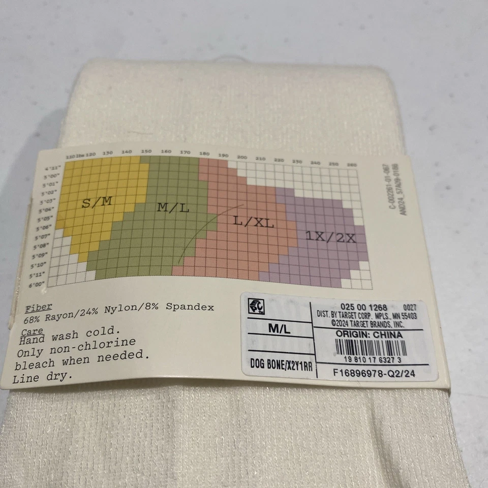 A New Day Sweater Tights Womens Size Medium/Large Ivory Knit Dog Bone M/L - Image 3 of 4