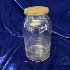 Vintage Clear Glass Jar With Metal Screw Lid 7.5 Tall 2.5 Opening 3.5 Base