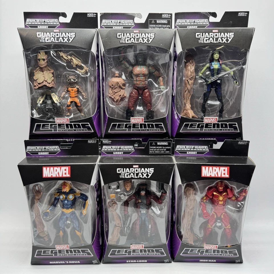 Marvel Legends 2014 Full Set Guardians Of The Galaxy Action Figures Groot BAF - Image 2 of 4