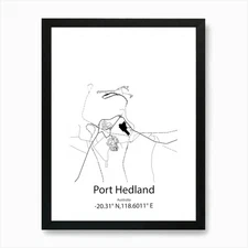 Port Hedland,Australia Minimalist M Framed Wall Art Poster Canvas Print Picture
