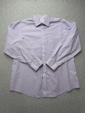 Brooks Brothers Dress Shirt Mens 17 34/35 Purple Gingham Regent Non Iron Supima