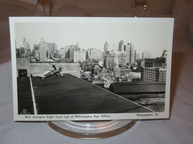 1939 RPPC 1st Regular Autogiro Mail From Roof Philadelphia Post Office