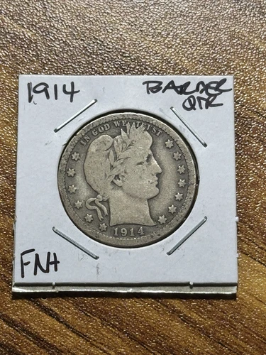 1914 P Barber Silver Quarter FN Fine Condition U.S. 25c Coin (Raw13731) (O)