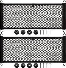 2-Piece Expandable Cargo Net Storage Bag Includes 8screws and hooks (25 x9.8 in)