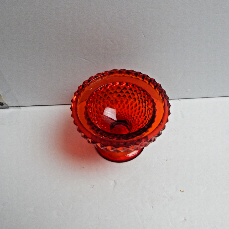 Vintage Viking Glass Amberina Red Diamond Point Fairy Lamp Base eBay