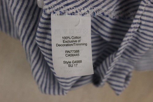 Madewell Boxy Short Sleeve Top Medium Blue Hilltop Striped Floral Embroidered - Picture 5 of 6