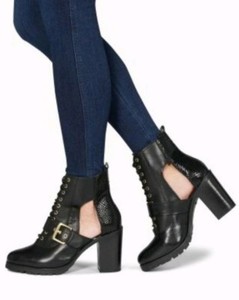black cut out boots