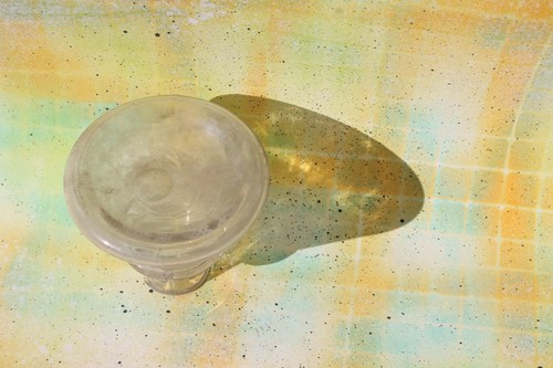 Vintage Clear Glass Sloping Shoulder Round Inkwell Bottle FREE SHIPPING! - Picture 3 of 10