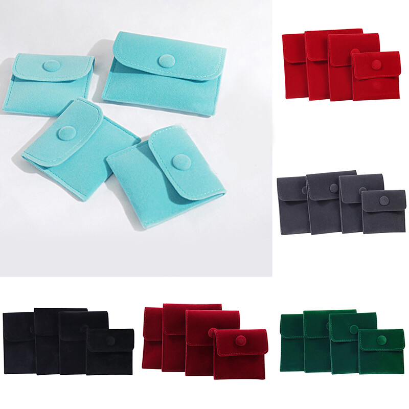 Ulti-colored Jewellery Portable Storage Velvet Soft Pouches Button M Snap Bags