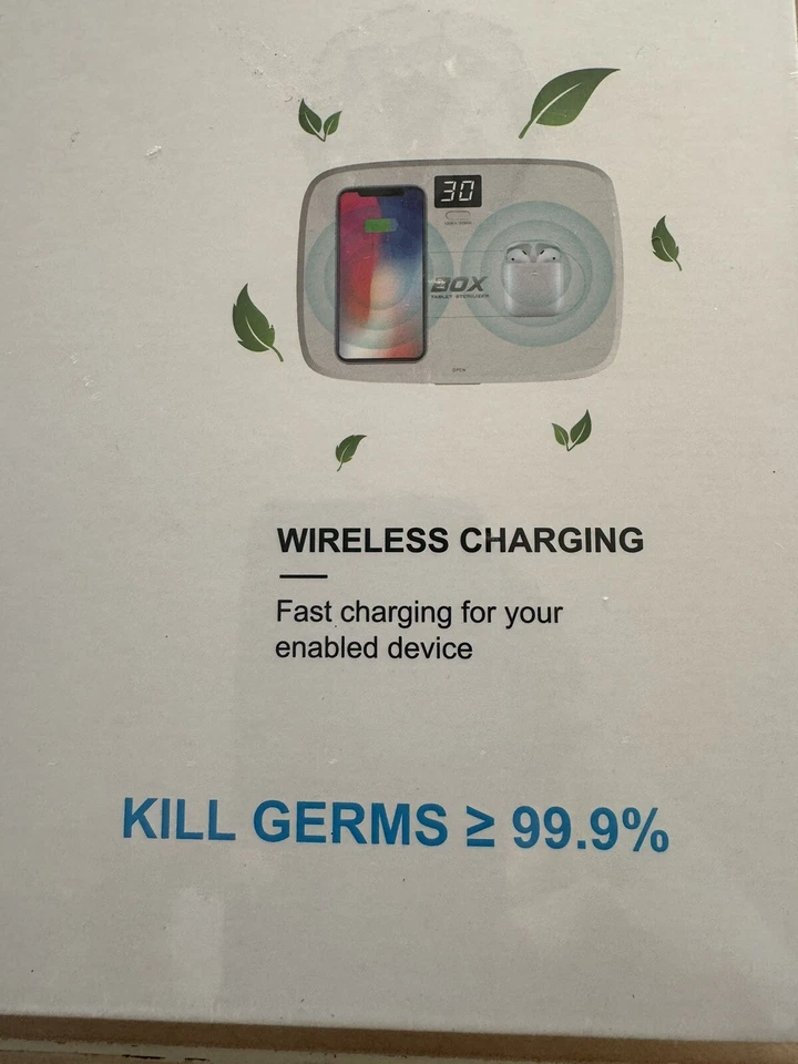 Tablet Sterilizer Box-with wireless Fast charging for Smartphone & earphone New - Image 2 of 4