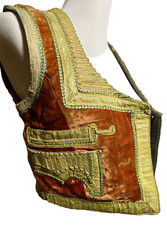 Vintage Hazara Vest Velvet with Gold Metallic Embroidery Afghan Hippie Boho Chic