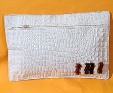 Vintage Vogue Croc White Leather Slim Envelope Large Clutch Bag