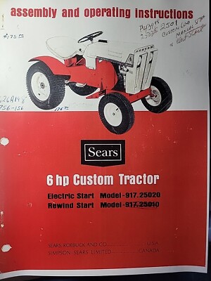 Sears Custom Garden Tractor, Engine, Implements, Owner Parts