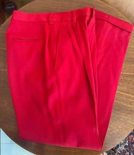 Ralph Lauren Red Wool Tailored Pants Sz 6 Inseam 29" Pockets Cuffed