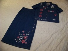 Women's Koret City Blues Skirt Set - M - Excellent Condition