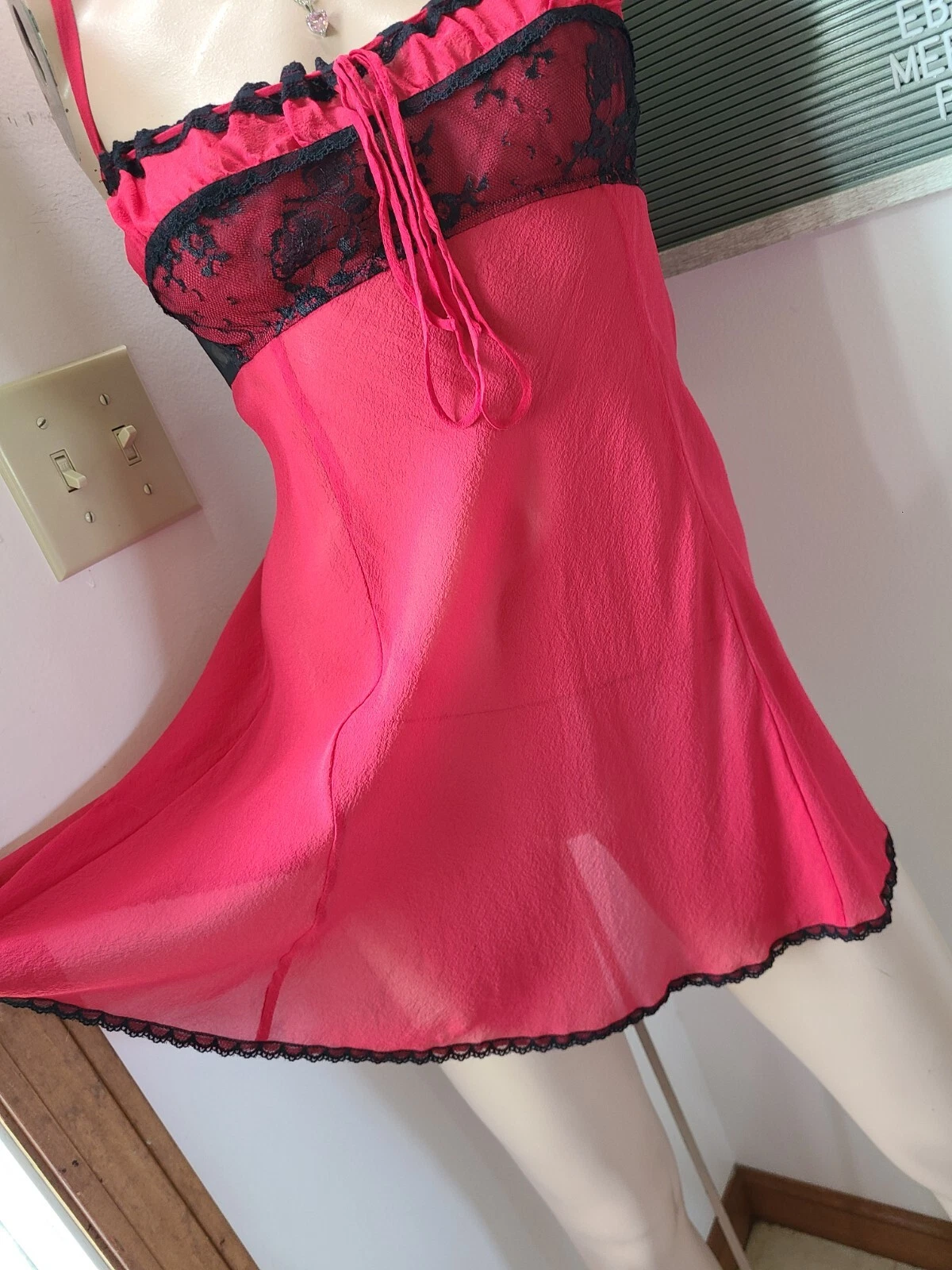 UNDERCOVER Abito slip Victoria's Secret Y2K 100% seta cameriera taglia M ❤️