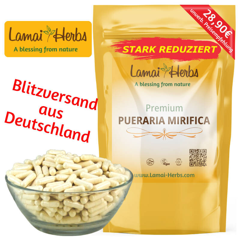 Pueraria Mirifica - 130 Premium Kapseln - Feminisierung - Brustwachstum -  500mg